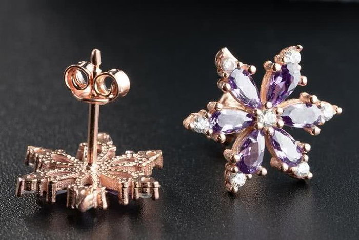 Heliophilia Silver Pendientes de Plata de Ley 925 con Baño de Oro Rosa y Circón